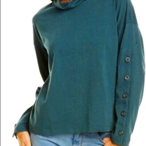 Green Madewell Button-Sleeve Turtleneck